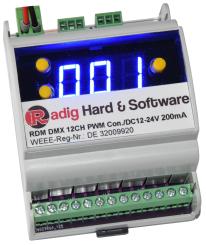 12CH DMX PWM Controller im Hutschienengehäuse 
